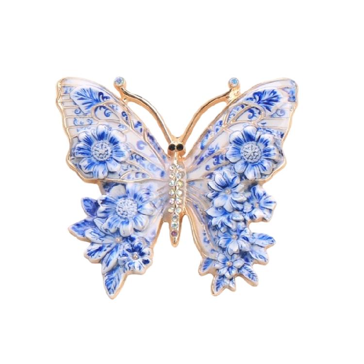 Изысканная брошь-бабочка с цветными кристаллами, латунная булавка, женская брошь на грудь, модный аксессуар для одежды