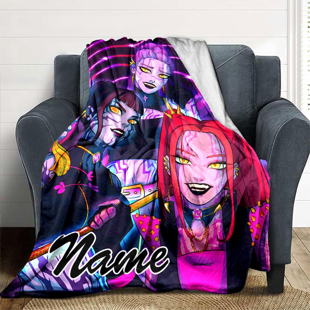 Customizable KPop Demon Hunters36 Throw Blanket – Personalized Name, All-Season Cozy Snug Blanket, Machine Washable, Personalized Blanket