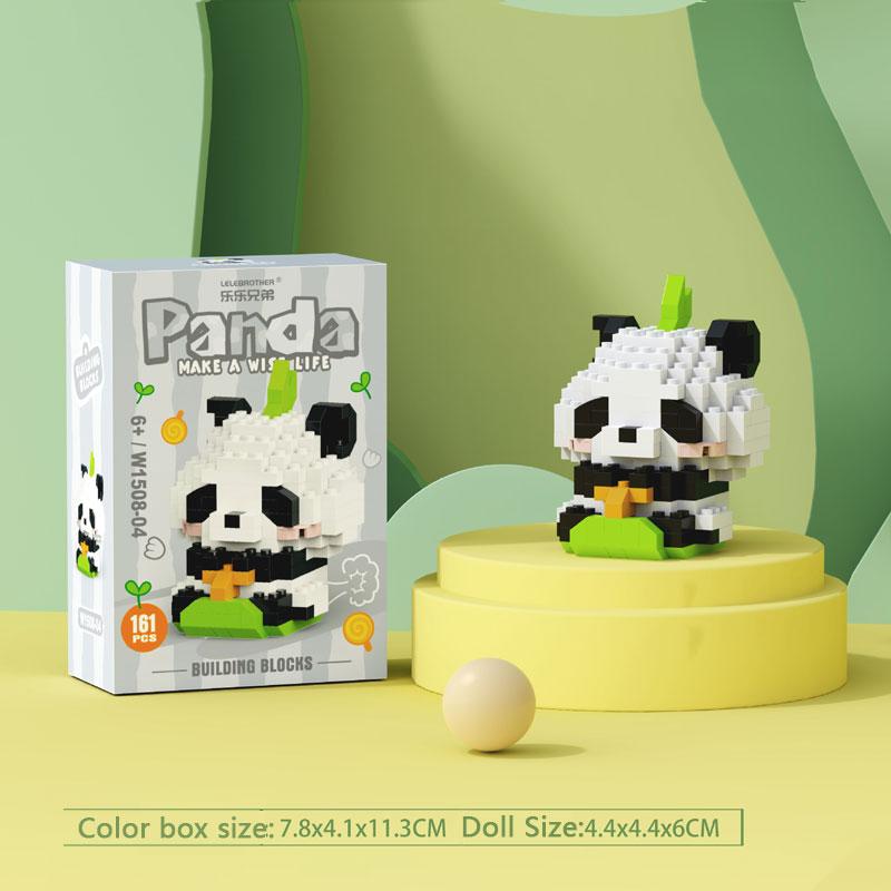 Cute Panda Mini Particle Building Blocks Blind Box Kawaii Collectible Puzzle Toy DIY Montessori Educational Toys Gifts for Kids