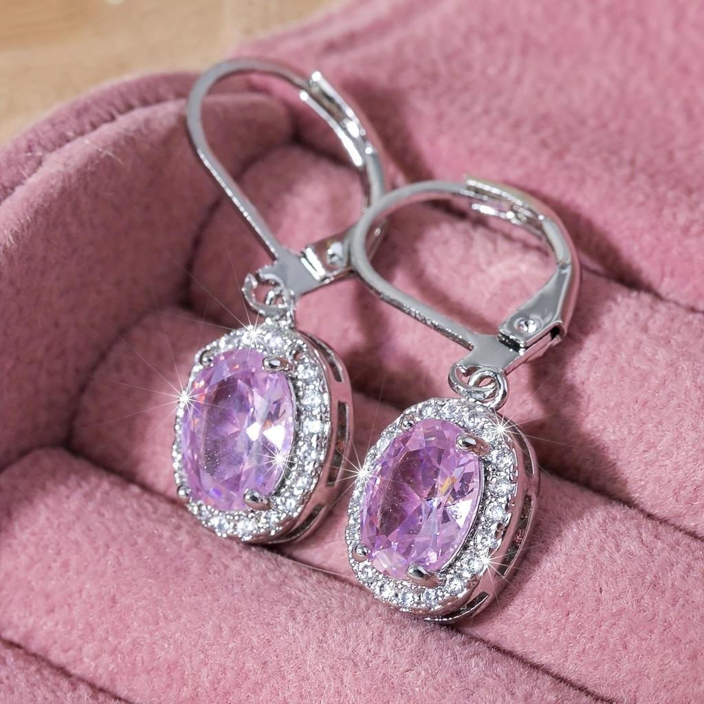 Elegant cubic zirconia pendant earrings, sparkling engagement earrings for women, sweet and elegant jewelry