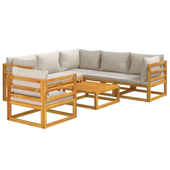 VidaXL Salon de Jardin avec Coussins 7 pcs, Canapés avec Dossier, Ensemble de Meubles avec Table Basse Patio Terrasse, 3155289