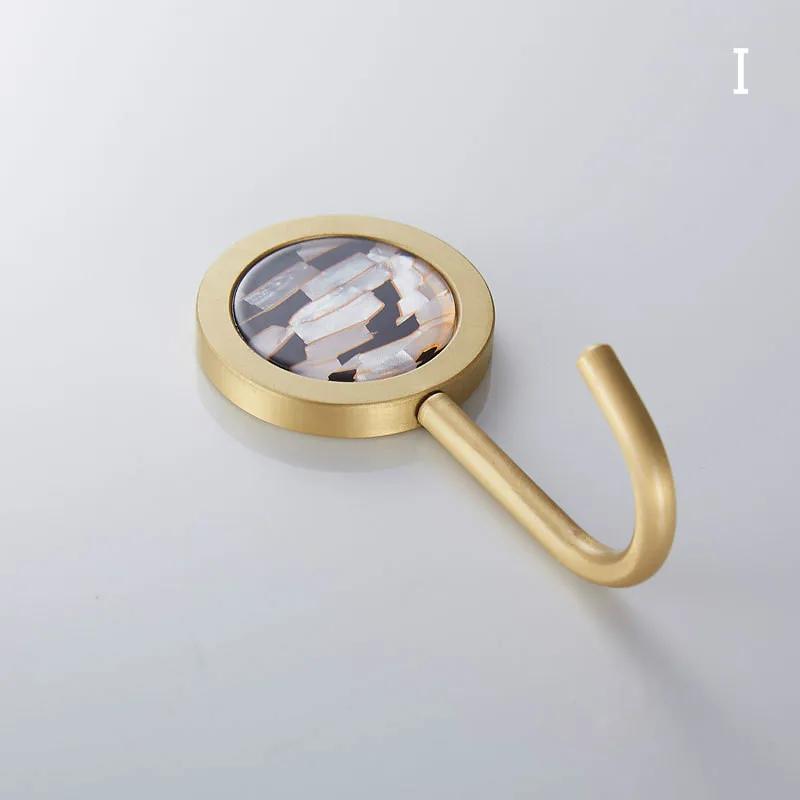 1PCS Brass Free Perforated Gold Hook Nordic Metal Drawing Strong Load-bearing Glue Hook Wall Creative Coat Hook