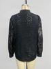 Elegant Black Lace Stand Collar Long Sleeve Shirt - Spring/Autumn 2025 Collection