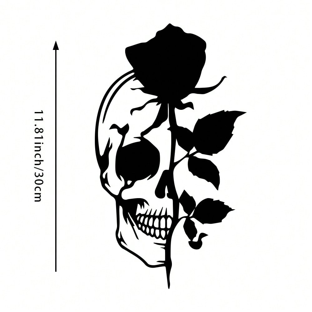 

LED Rose Skull Metal Wall Art Gothic Halloween Skeleton Decor різнокольоровий
