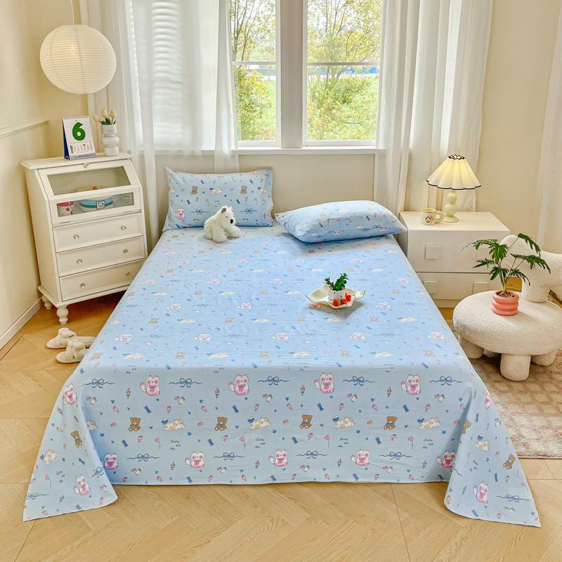 Cotton Bed Flat Sheet for Double Bed Plain Solid Color Top Sheets Single/Queen/King Flat Bedsheets Home Bed Linen Sheets