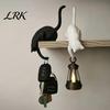 Entryway Key Rack 3D Printed Cat Shelf Sitter with Lantern, Whimsical Figurine Hook for Decor Keys, Decorative Book Edge Statue, Creative Desktop