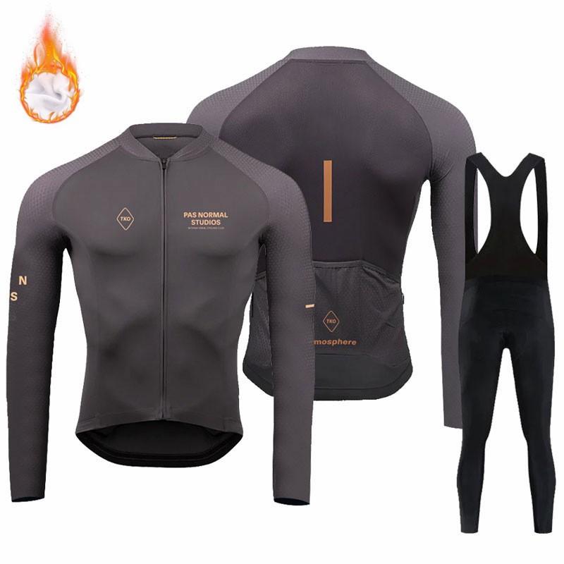 Mens Fleece Thermal Cycling Jacket Pants Set Winter Warm Outdoor Sports Wear Biking Skiing Snow Activities