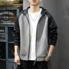 Spring 450G Heavy Hooded Cardigan Sweater Men'S High-End American Color Matching Shoulder Sleeve Jacket Sports Jacket