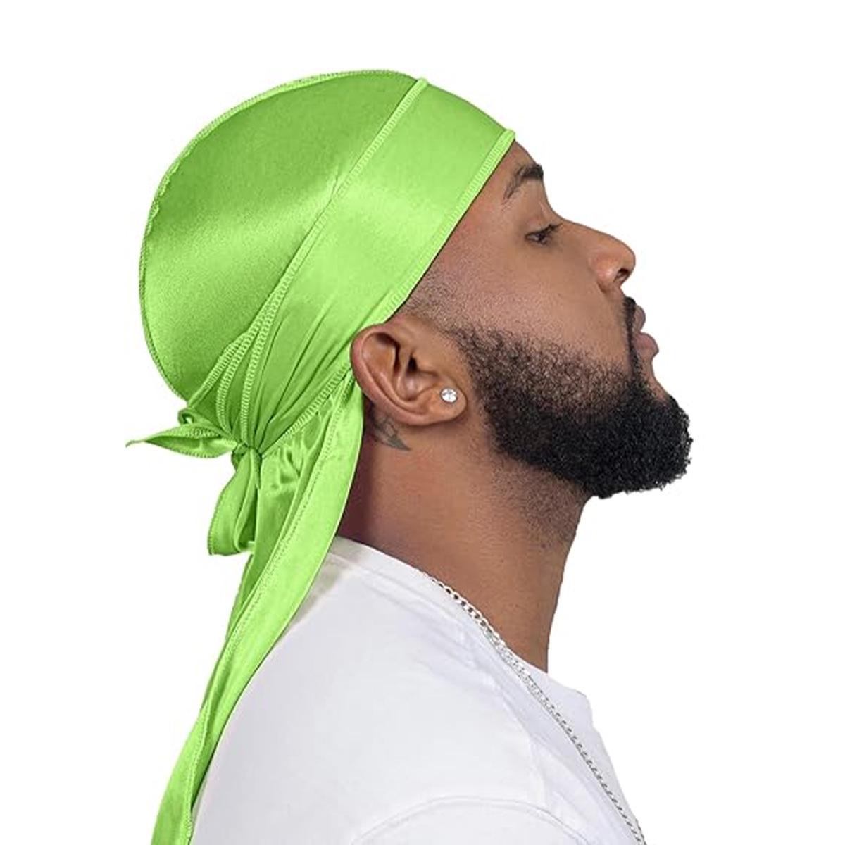 Pánský přeshraniční Durag: Street Dance Pirátský klobouk s dlouhou stuhou Šátek Bandana One Size trávově zelená barva