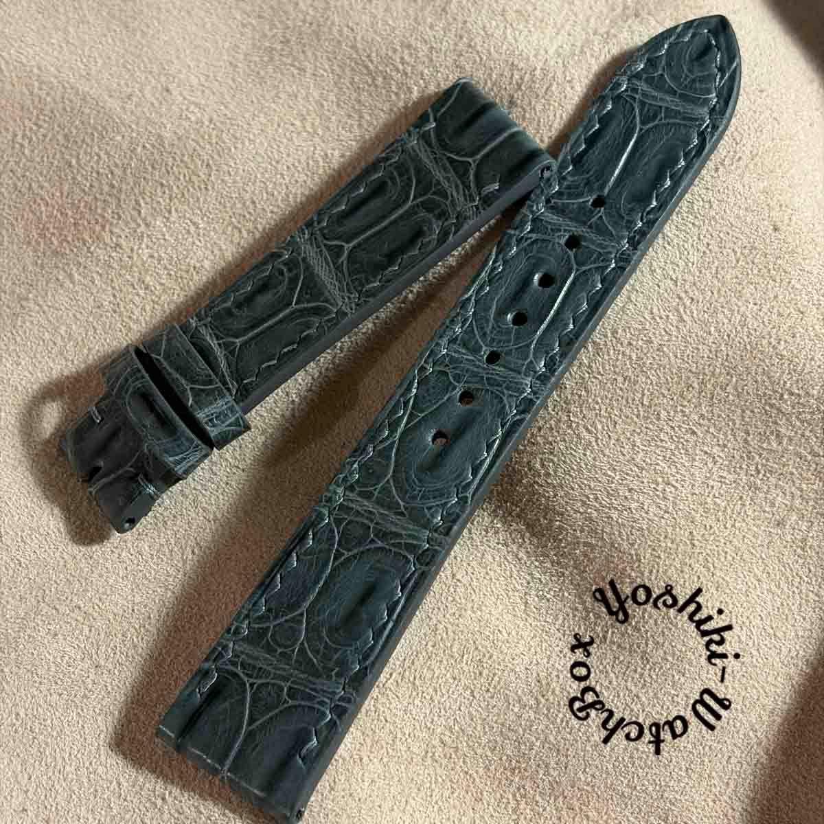 Used cro-2104 Crocodile watch strap gray (lug width 21 mm - buckle width 18 mm)