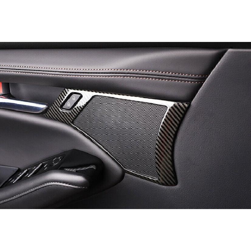 For Mazda 3 Axela 2019-2024 Carbon Fiber Steel Inner Door Handle Horn Frame Trim