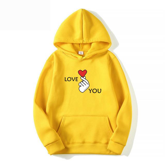 I Love You Letter Printed Hoodie Fashion Men's and Women's Sweater Brushed Super Large Couple Street Hoodie