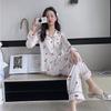 Factory goods 1011 autumn new pajamas women's ice silk a Douyin Internet celebrity printed cherry loungewear