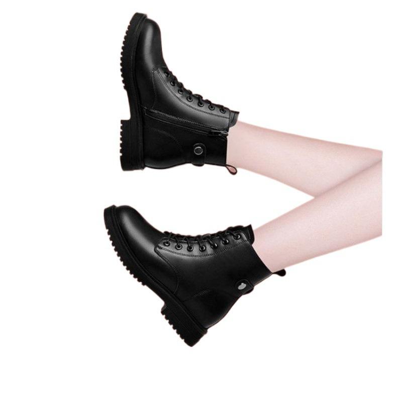 Martin boots women's autumn and winter new black platform short boots British style velvet versatile motorcycle boots