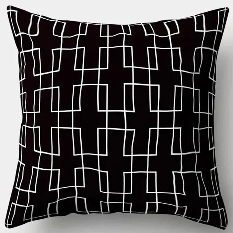Geometric Black and White Patterned Pillow Covers Pattern Cushion Cover Suitable for Sofa Bedroom Car Pillow Cover