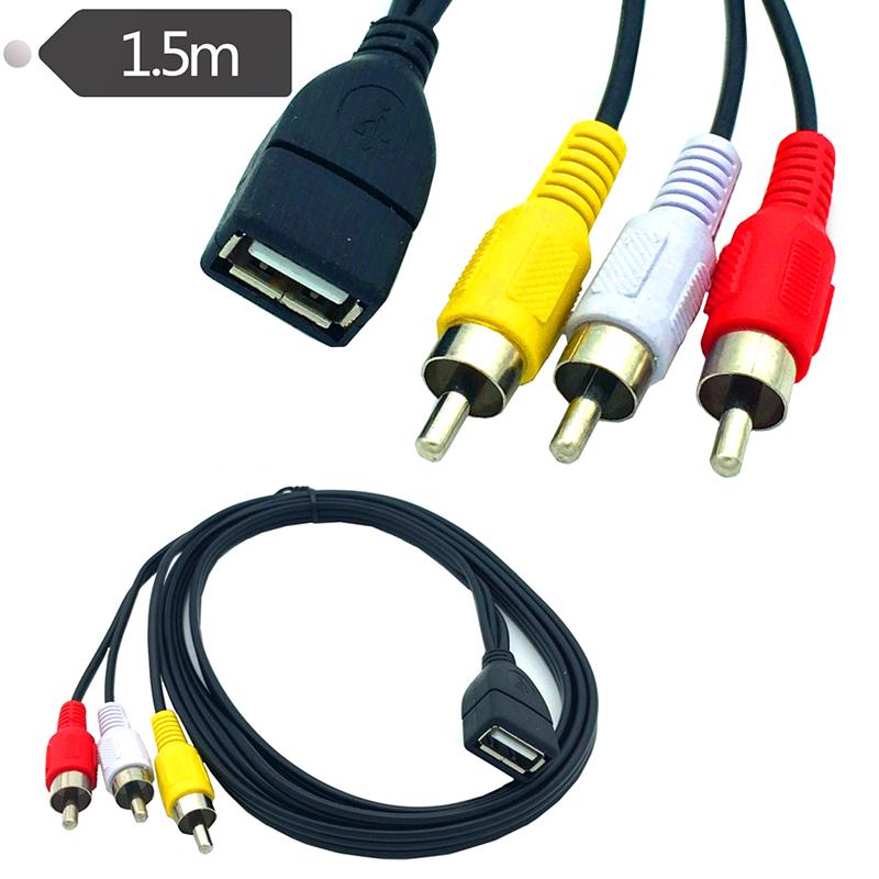 5stopý/1,5M USB 2.0 samice na 3 Rca samec adaptérový kabel video A/V videokamery