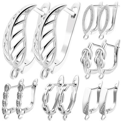 Juya 2 4 Pcs/Lot DIY Anti-Allergy Gold Silver Plated Schwenzy Fastener Ear Wire Hooks Women Earrings Accessories Supplies