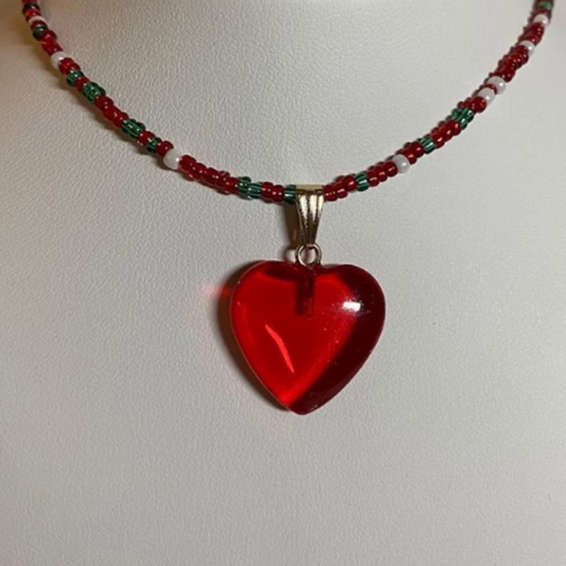 Pendant Choker Beads Necklace Heart Pendant Choker Suitable for Fashionable Look