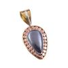 Natural Gunmetal Gemstone 925 Solid Sterling Silver Two Tone Pendant 1.50" T8e16