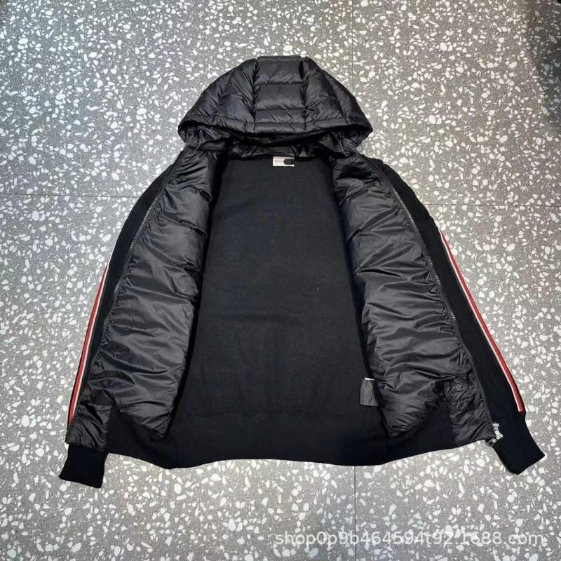 Unisex Winter Cotton-Padded Jacket With Hooded Collar Knit Patchwork Design Loose Fit Daily Wear