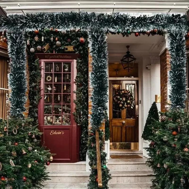 Christmas Tinsel Ribbons Green Cane Ribbon Garland Xmas Tree Hanging Pendent Wreath Ornaments New Year Party Home Decoration