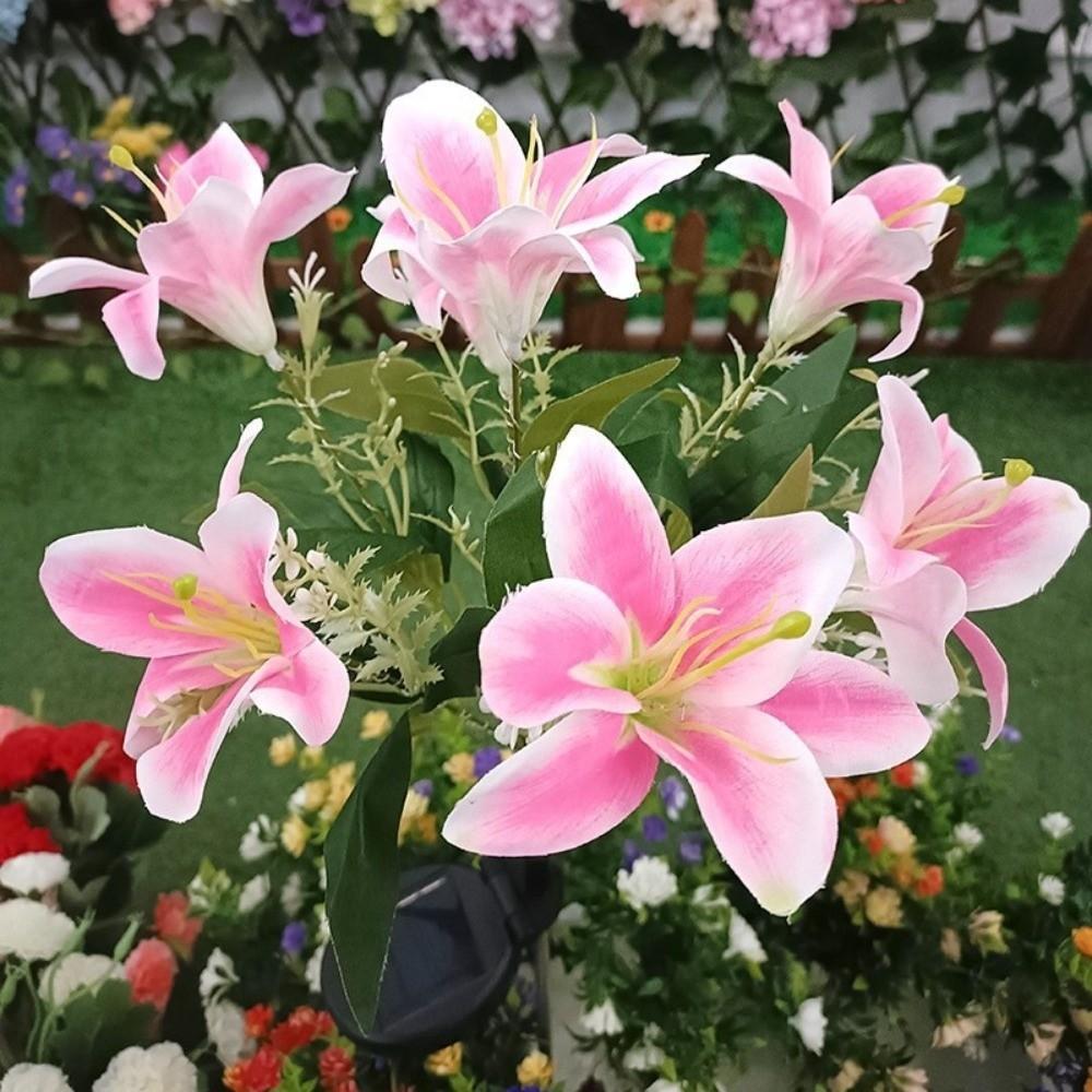 7 Heads Solar Lily Light Solar-Powered Garden Pathway Light New Outdoor Solar Lamp Home Garden