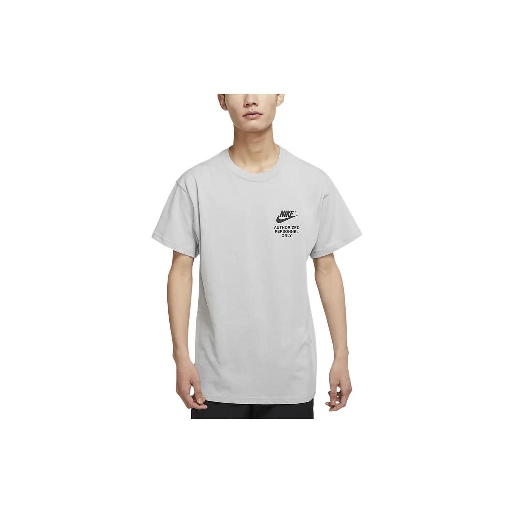 Nike T-shirt girocollo in cotone con logo a lettere stampato Uomo Top Grigio DM6428-077