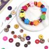 100pcs/lot Colored Button Wooden Beads Big Hole Flat Round Spacer Beads For Jewelry Making DIY Bracelet Necklace Accessories