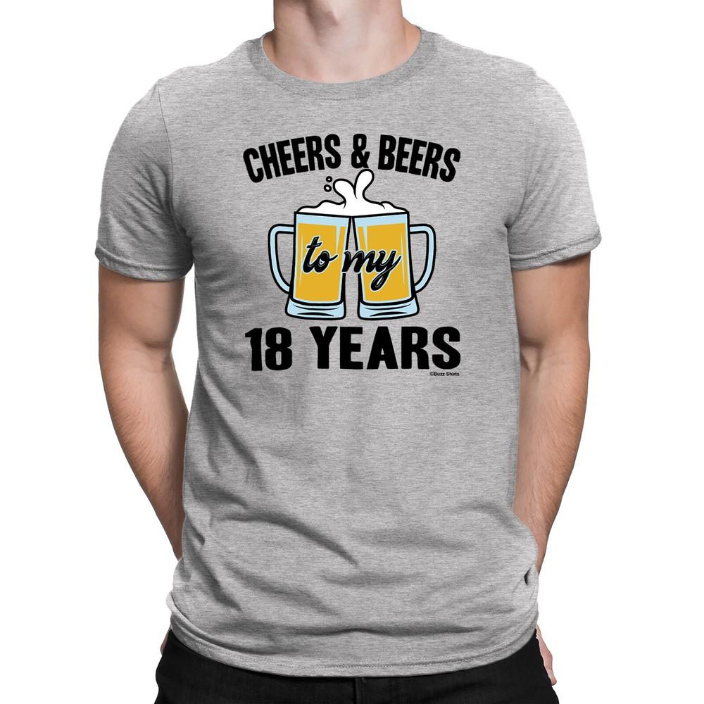 Mens 18th Birthday  T-Shirt CHEERS and BEERS to 18 Years Old Funny Gift