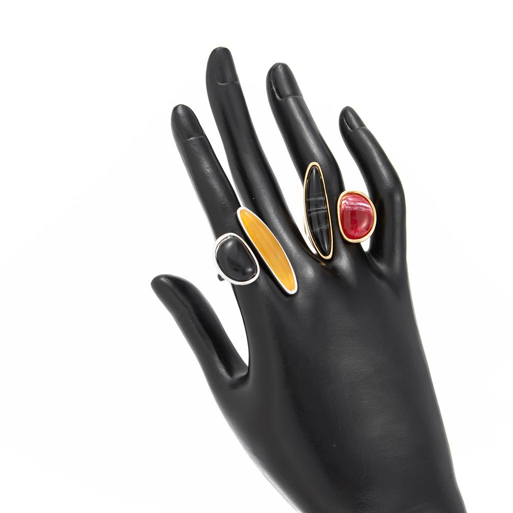 Vintage Inlaid Resin Acrylic Open Ring for Women Elegant Irregular Geometry Adjustable Knuckle Ring Daily Wear Jewelry