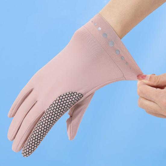 Summer Driving Gloves, Cooling Sun Protection Gloves, Full Finger UV Protection Gloves, with Anti-Slip Palm, Ultra Thin Ice Silk Gloves for Women