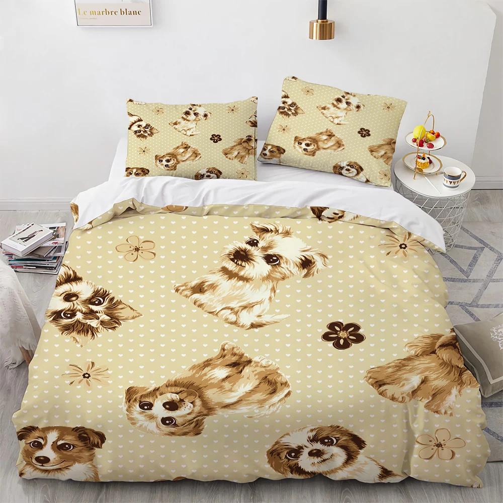 Cartoon Animal Spotted Dog Comforter Cover Set Single Bulldog Bones Footprints Duvet Cover Sets Kids,Home Textile Sausage Dog
