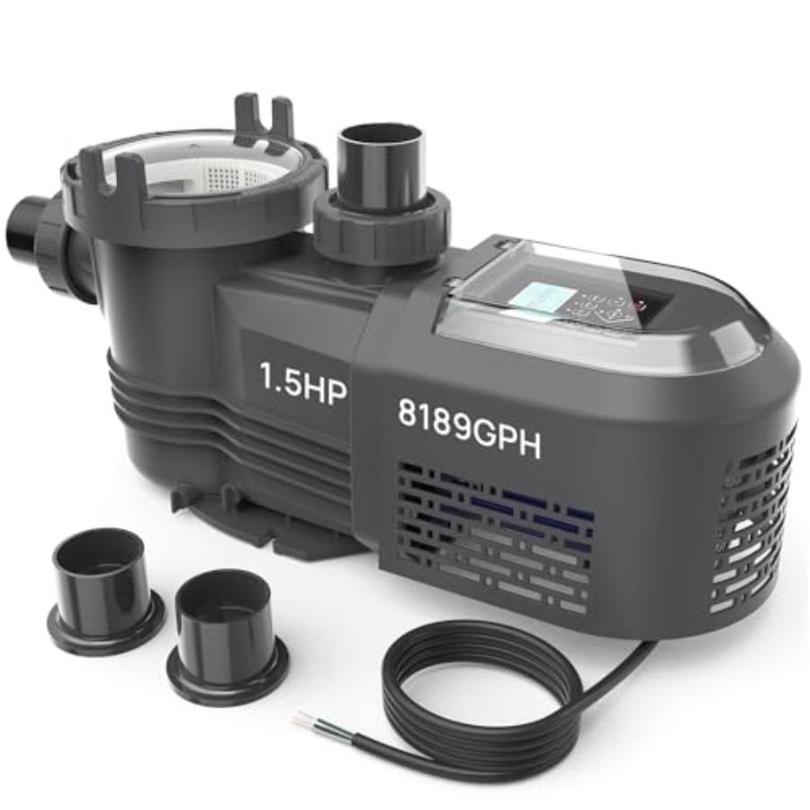 

Variable Speed Pool Pump In/Above Ground Energy Efficient High Flow Powerful Self-Priming Dark Black Swimming Pool Pump with Fi
