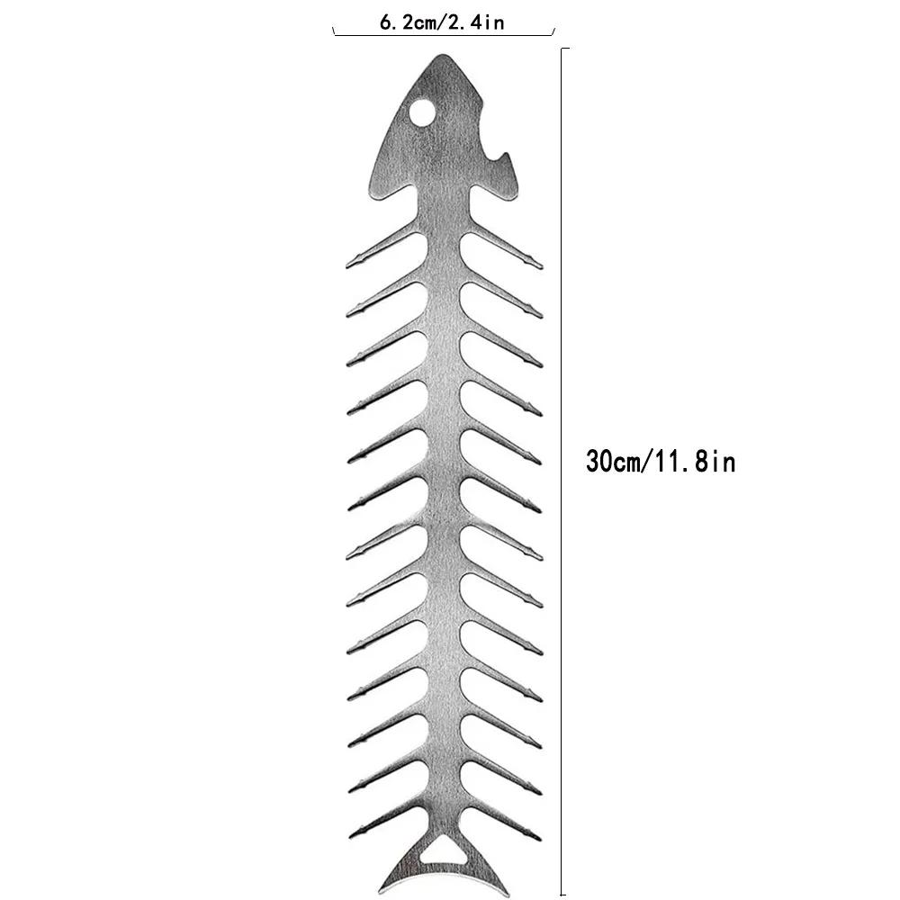 1/3pc Reusable Roaster Fork Metal Fishbone Shape Barbecue Skewer Roasting Skewers for Camping Grilling Skewers Campfire BBQ Tool