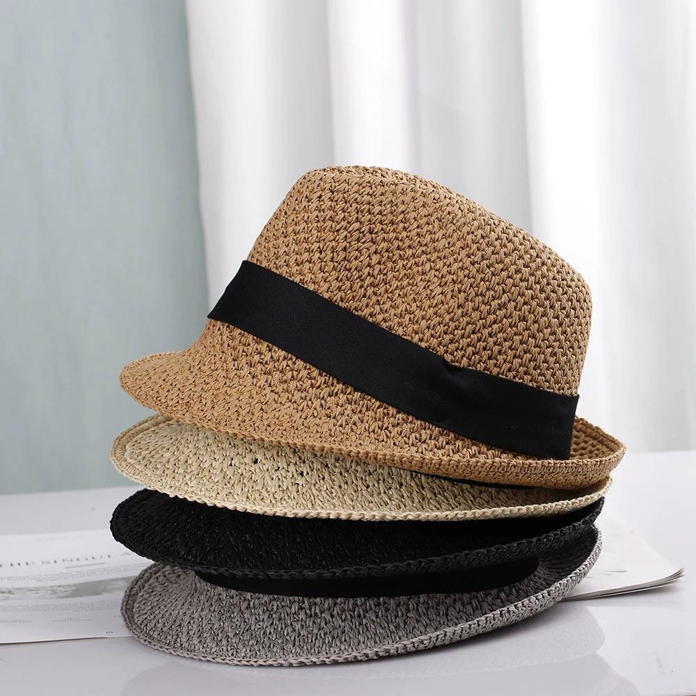 British Retro Straw Hat Men and Women Summer Beach Hats UV Protection Fisherman Hat