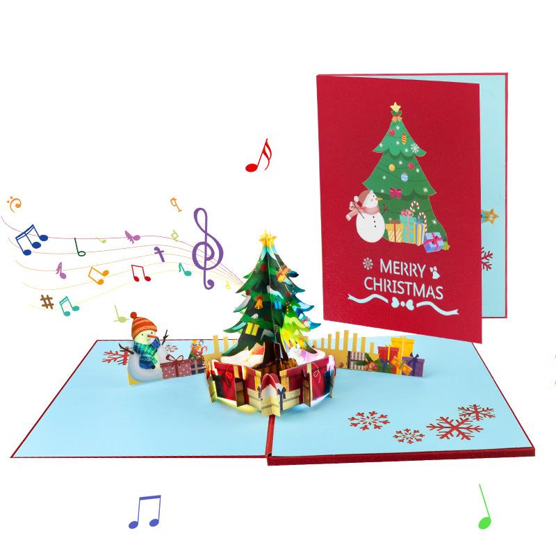 Creative 3D Stereoscopic Lighting Music Greeting Card, Christmas Greeting Card, Holiday Blessing Card
