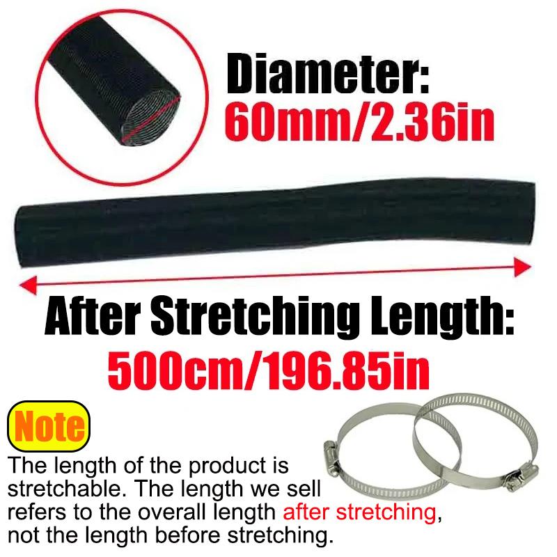 25mm 42mm 60mm 50mm 75mm 80mm Air Diesel Parking Heater Duct Pipe Tube Hose 3M 5M Length With 2 Clamps For Webasto Eberspacher