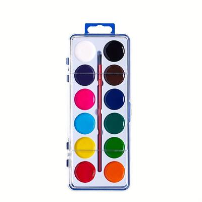 12 Colors Watercolor Paint Set with Brushes Washable for Parties Classroom and Art Projects