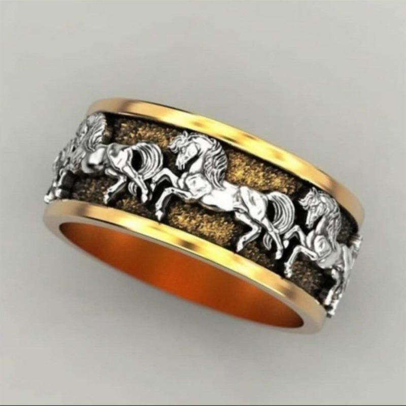 

Yiwu Trinkets Hot Supply Jewelry Galloping Mustang Surrounded Silver Ring no.12