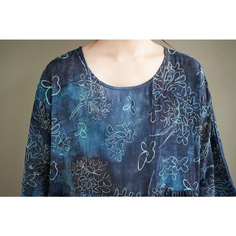 DIMANAF 2026 Summer Beach Women Plus Size Vintage Lady Long Dress Loose Oversize Maxi Print Cotton New