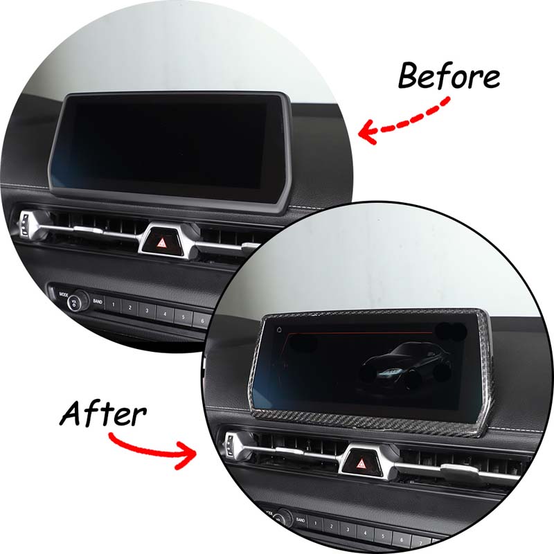 100% Real Carbon Fiber for Toyota Supra GR MK5 2019-2022 Car Styling Navigation Trim Frame 1 Piece Set Car Accessories