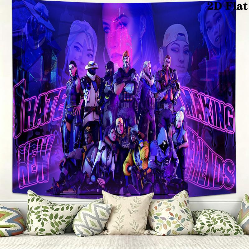 Valorant Game Wall Tapestry Aesthetic Wall Hanging Printed Fabric Blanket Decorative Tapestries for Bedroom Living Room Home Decor