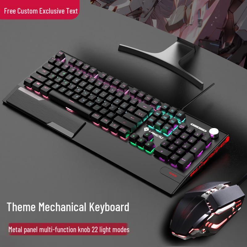 Langtu K1000 Wired Mechanical Keyboard & Mouse Set with Blue/Black Switches - Gaming Esports Laptop Keyboard