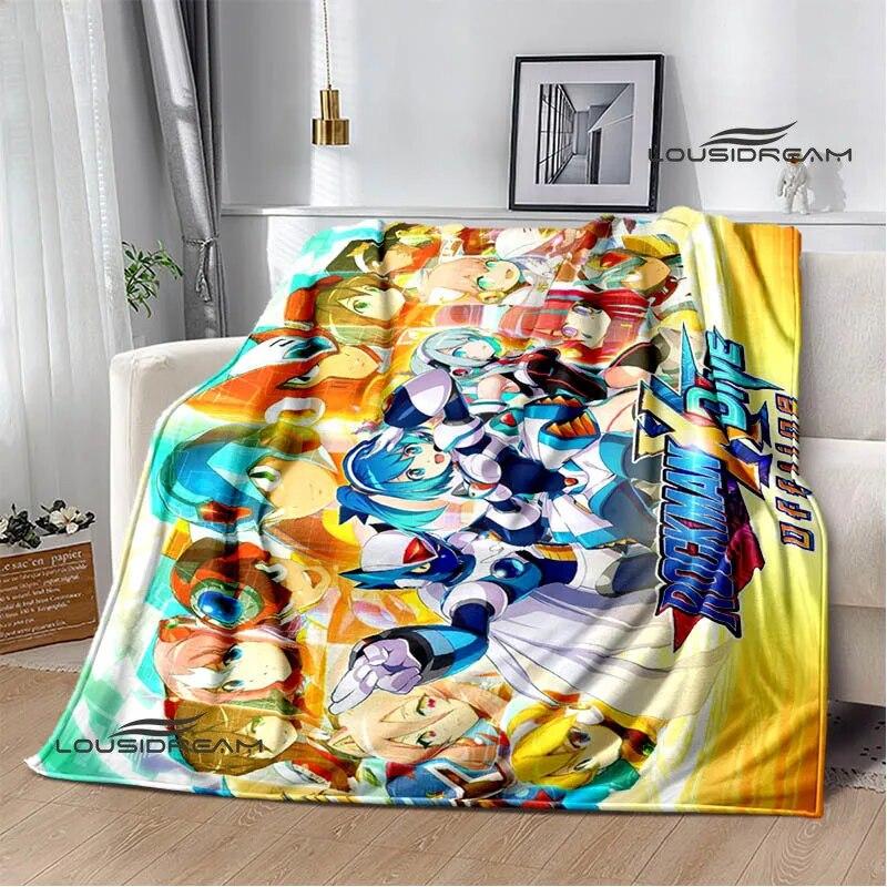 Rockman Game Cartoon Printed Blankets Warm Blanket Soft and Comfortable Home Travel Bed Blanket Picnic Blanket Birthday Gift