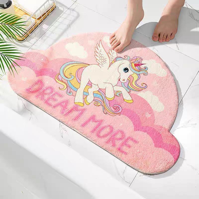 Rainbow Semi-Circular Imitation Cashmere Floor Mat Bathroom Door Suction Door Mat Toilet Cute Soft Non-Slip Foot Mat