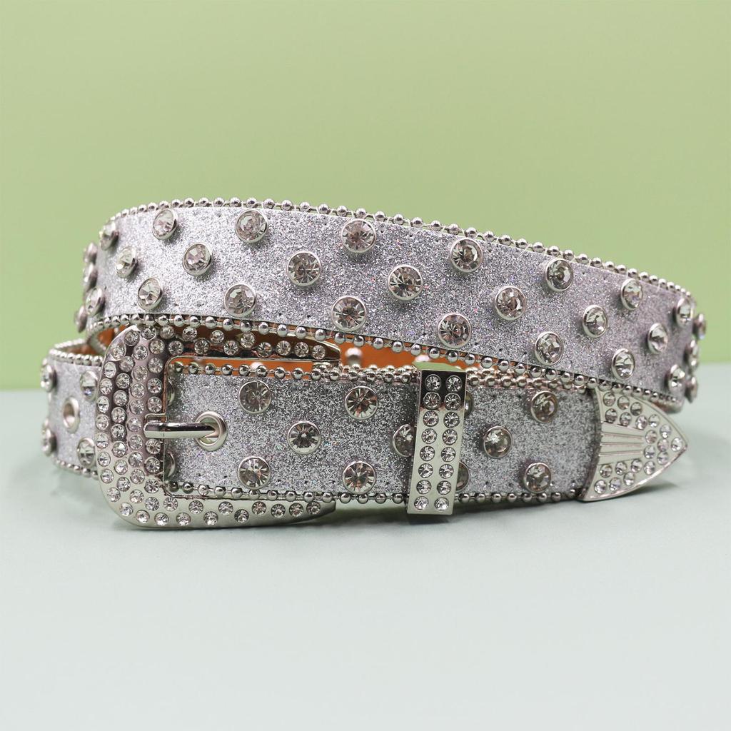 Unisex Punk Rhinestone Sequin Fashion Belt