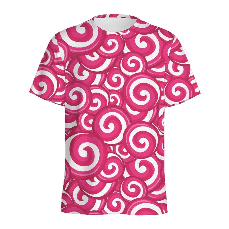 HerSight Heren Kleurrijk T-shirt Ronde Hals Korte Mouw 3D Snoep T-shirt Casual Zomer Mode Comfortabel Zacht T-shirt 2XL
