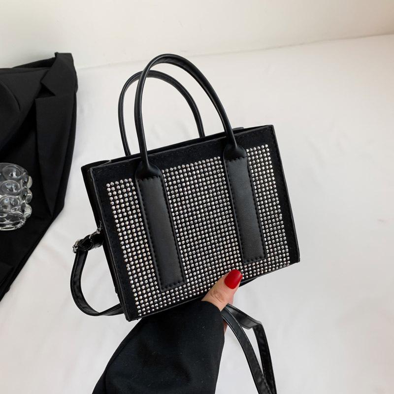 

New Autumn Hot Diamond Street Photography Trendy Small Square Bag Women s Bag Single Shoulder Highend Fashion Style Rivet Crossbody Bag Women s Bag