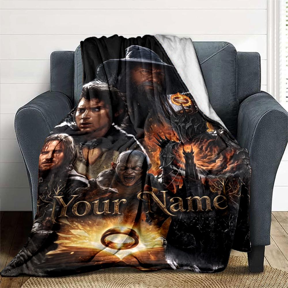 Lord Rings Personalized Text Blanket Multi-purpose Personalized Blanket Warmthful Decor Perfect for Nap Living Room Couch Office for All Occasions