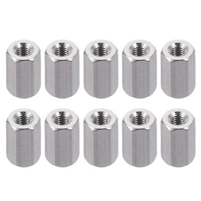 10Pcs Silver Tone Hex Coupling Nuts M3 M4 M5 M6 Metric Size Smooth Hex Rod Coupling Nut